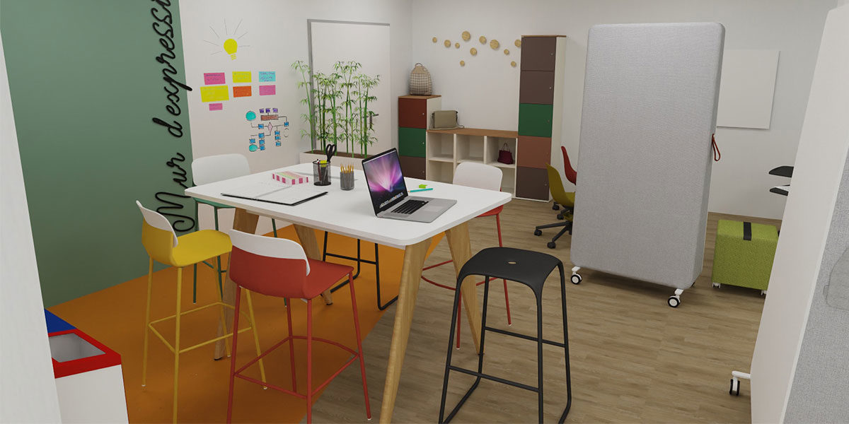 Bureau concept espace de travail créatif